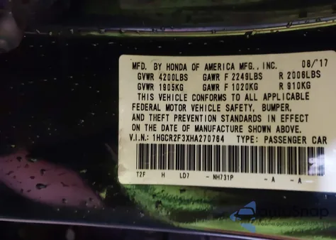 2017 Honda Accord Lx из США, поврежденный, VIN 1HGCR2F3XHA270764